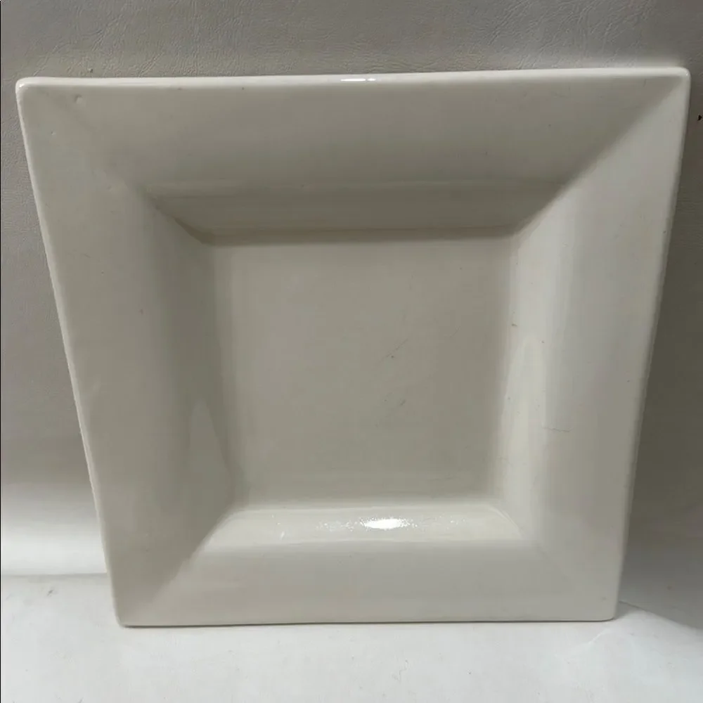 Pottery Barn White 9 1/4 Square Saucers Dinnerware Set Of 2 Heavy Durable